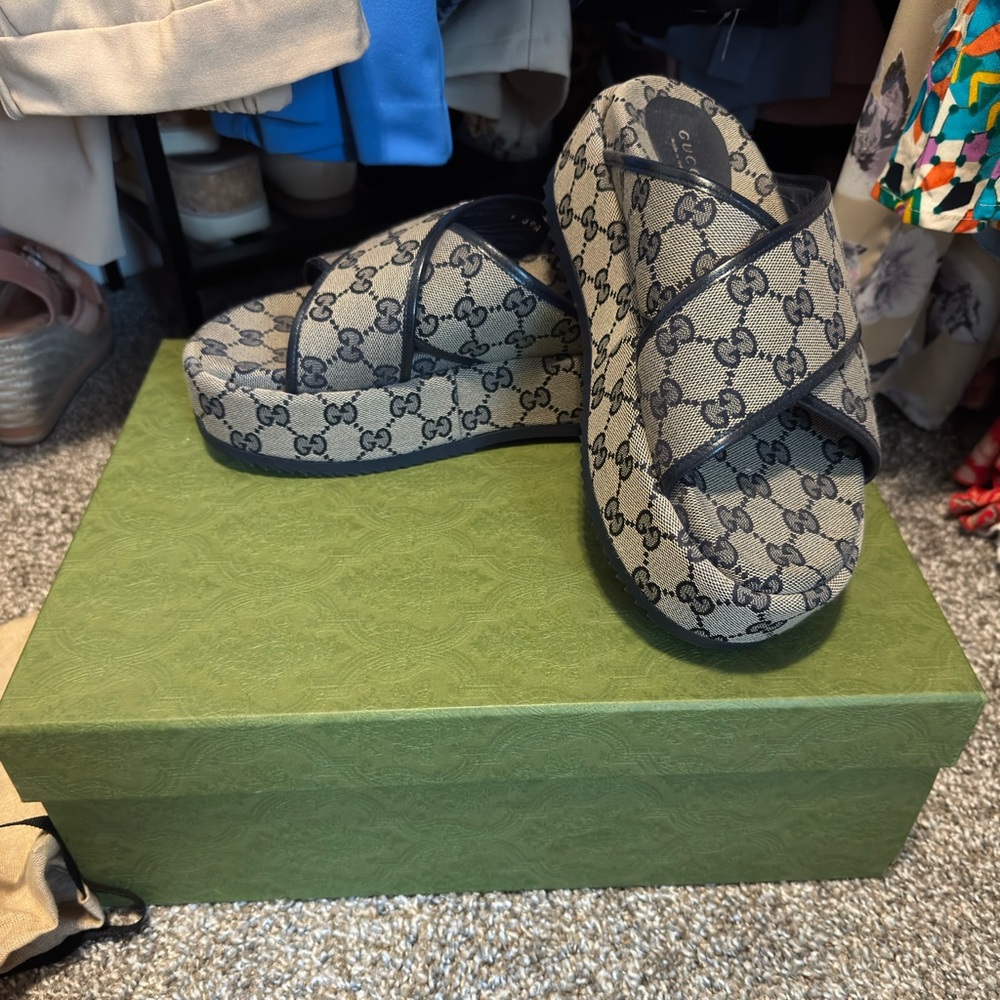 Gucci Canvas Slides